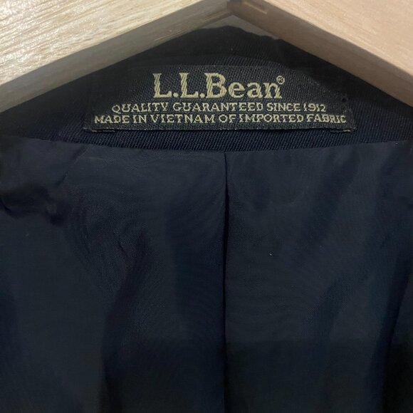 LL Bean Blazer Mens 44 Tall Black Micro Polyester Lined 2 Button Sports Jacket - Picture 2 of 11